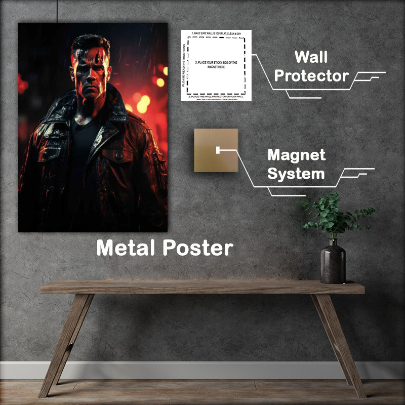 Buy Metal Poster : (Terminator in the style of retro art)