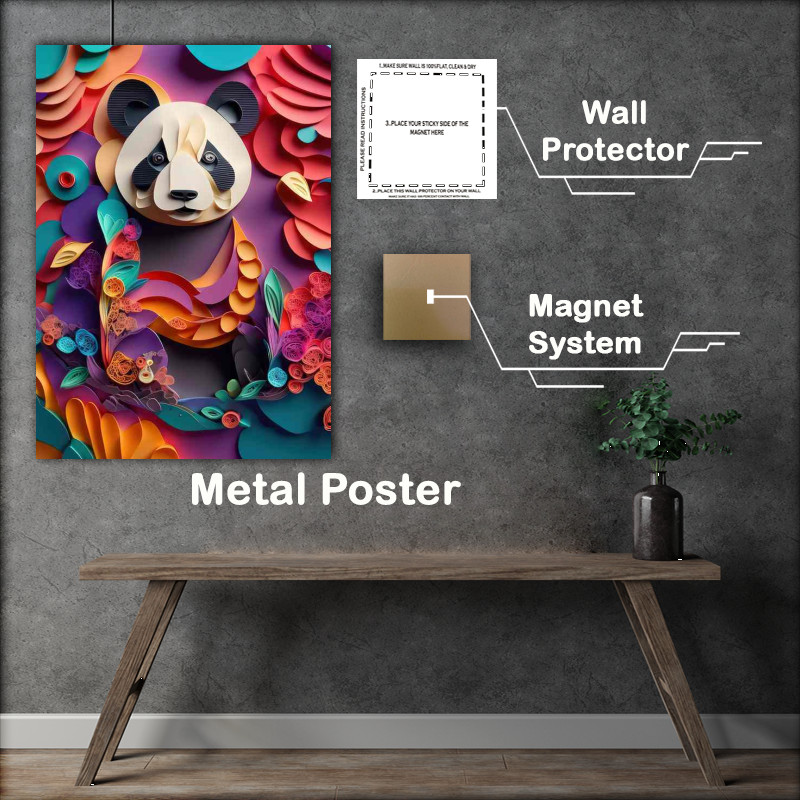 Buy Metal Poster : (The Radiant Tapestry of Floral and Animal The Panda)