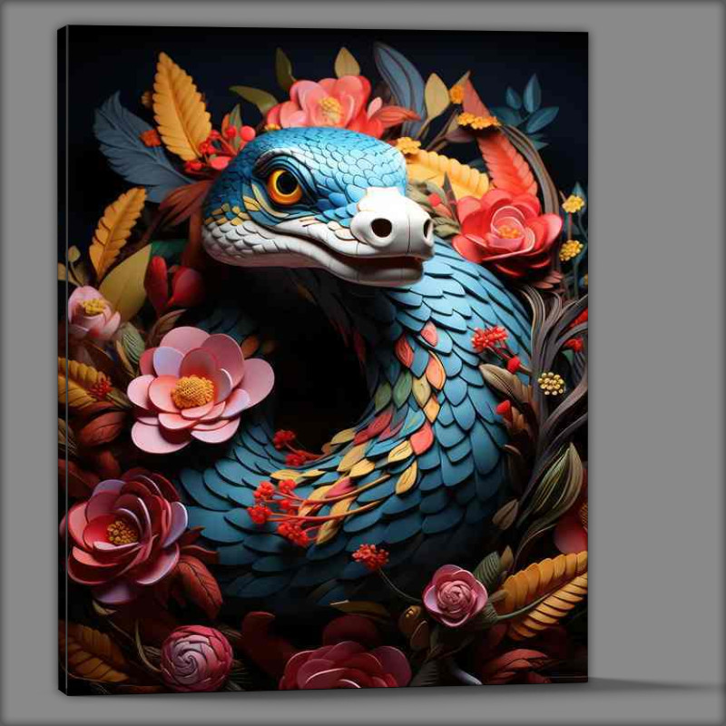 Buy Canvas : (Vibrant Blossoms and SamThe Snake A Visual Feast)