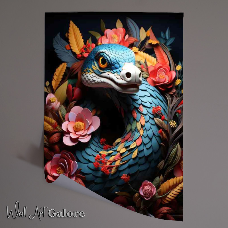 Buy Unframed Poster : (Vibrant Blossoms and SamThe Snake A Visual Feast)