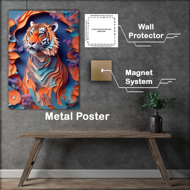 Buy Metal Poster : (Whimsical Creations The Tiger And Botanical Art)