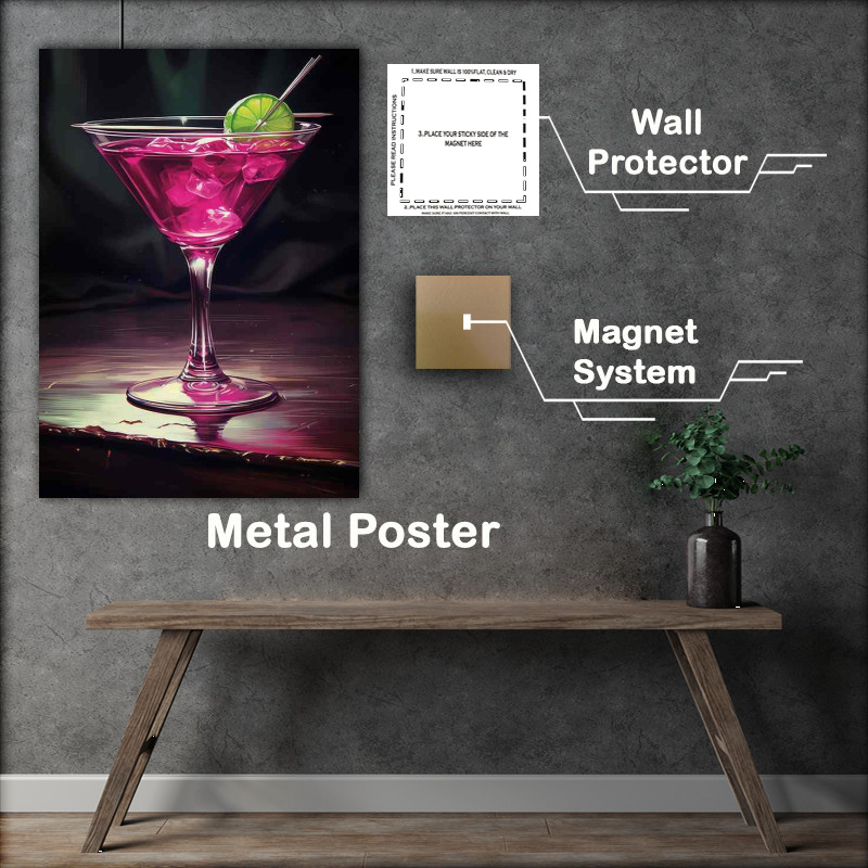 Buy Metal Poster : (Glistening Glass Martini in Dazzling Color Tones)