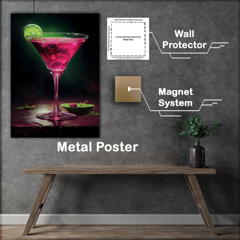 Buy Metal Poster : (Martini Masterpieces in Magenta and Emerald)
