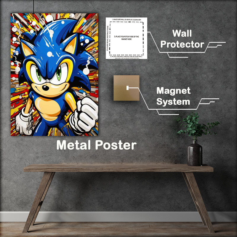 Buy Metal Poster : (The Blue Hedgehog in pop art style)