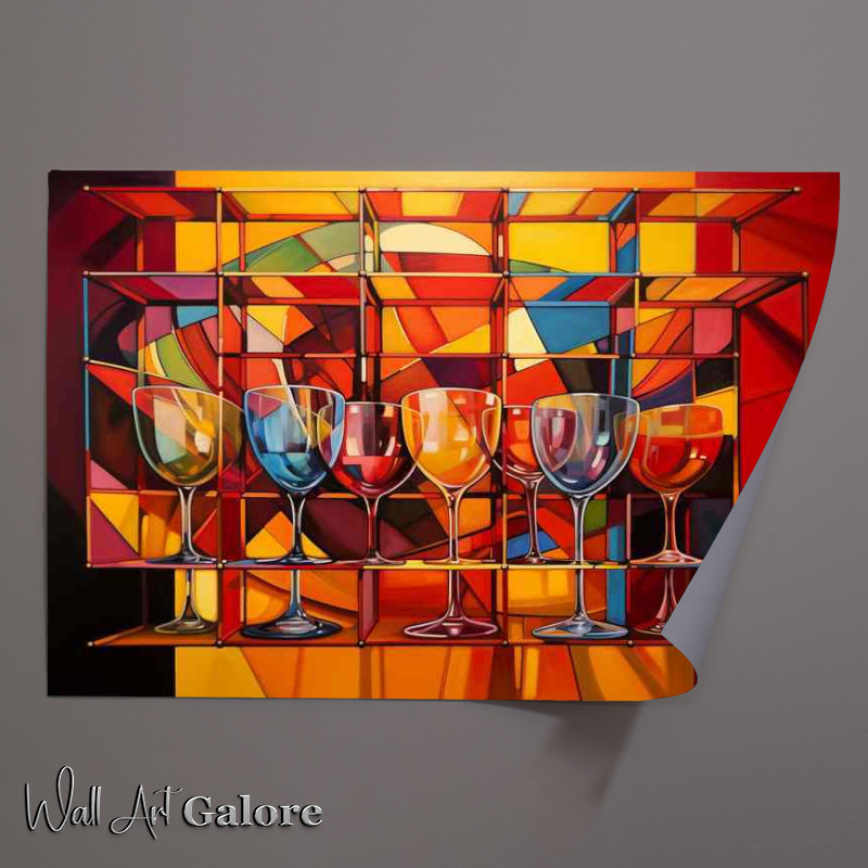 Buy Unframed Poster : (Abstract Racks Paintings of Wooden Wine Displays)