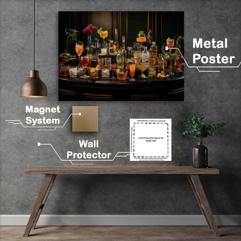 Buy Metal Poster : (Art on the Rocks Celebrating Cocktails in Style)