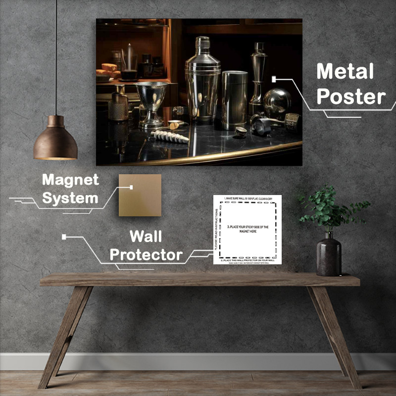 Buy Metal Poster : (Elegant Mixology Scotch Shaker in Stark Contrast)