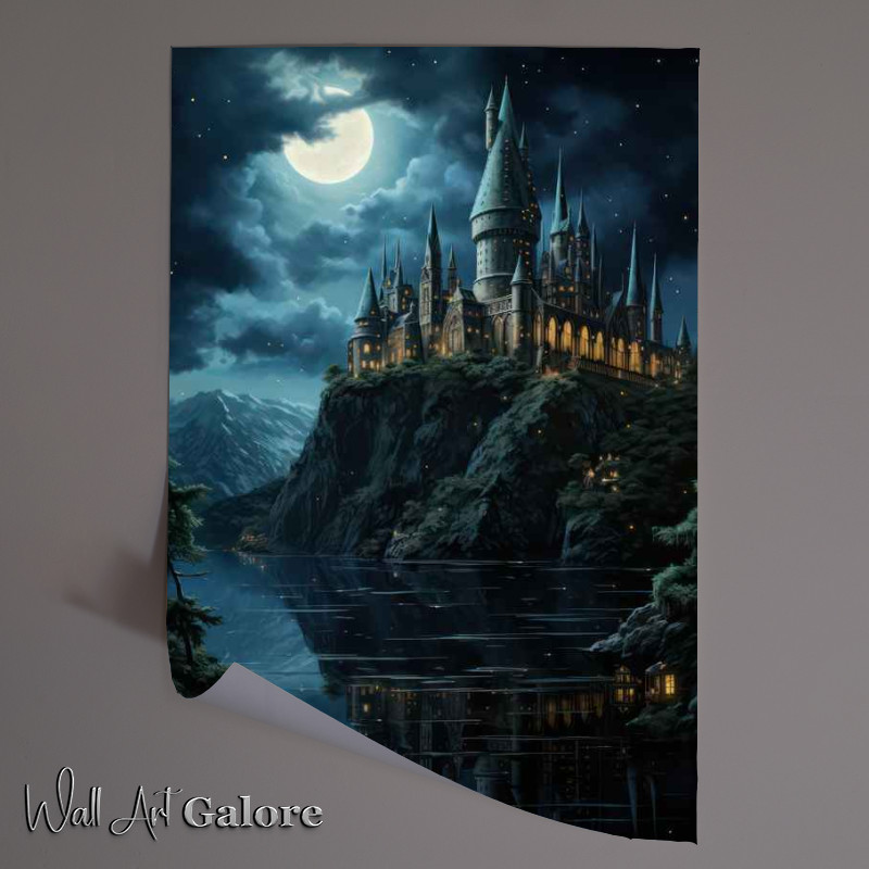 Buy Unframed Poster : (The Castle surrounded by water hogwarts srtle cartoon)