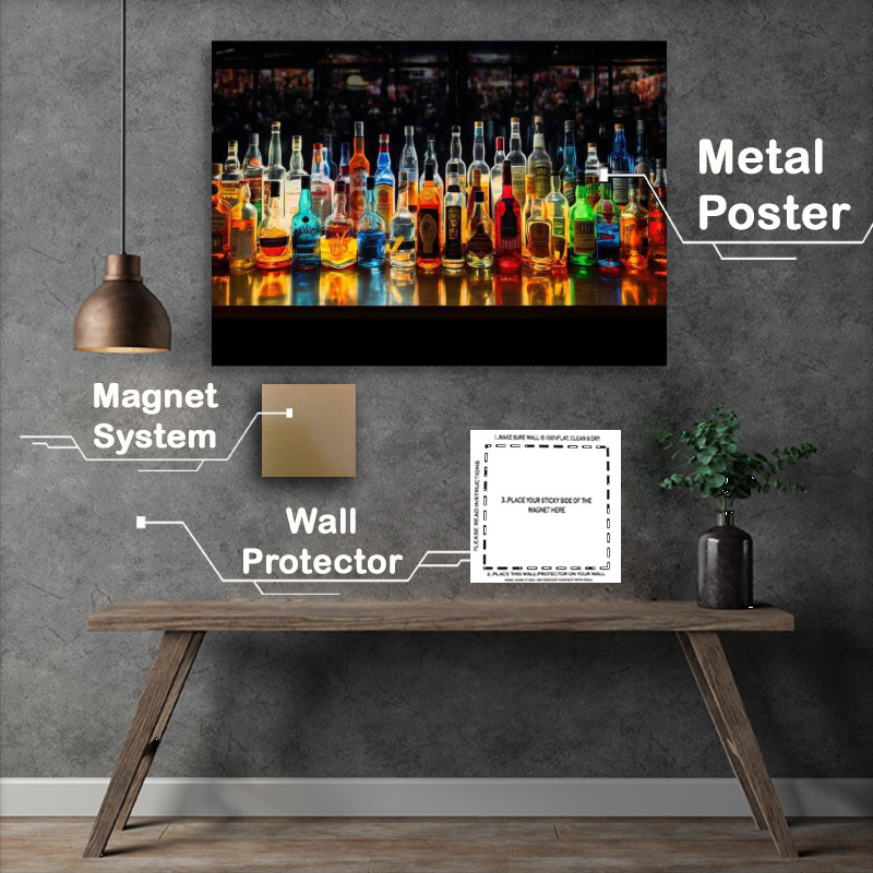 Buy Metal Poster : (Moonlit Mixology Liquor Bottles and Art with a Twist)
