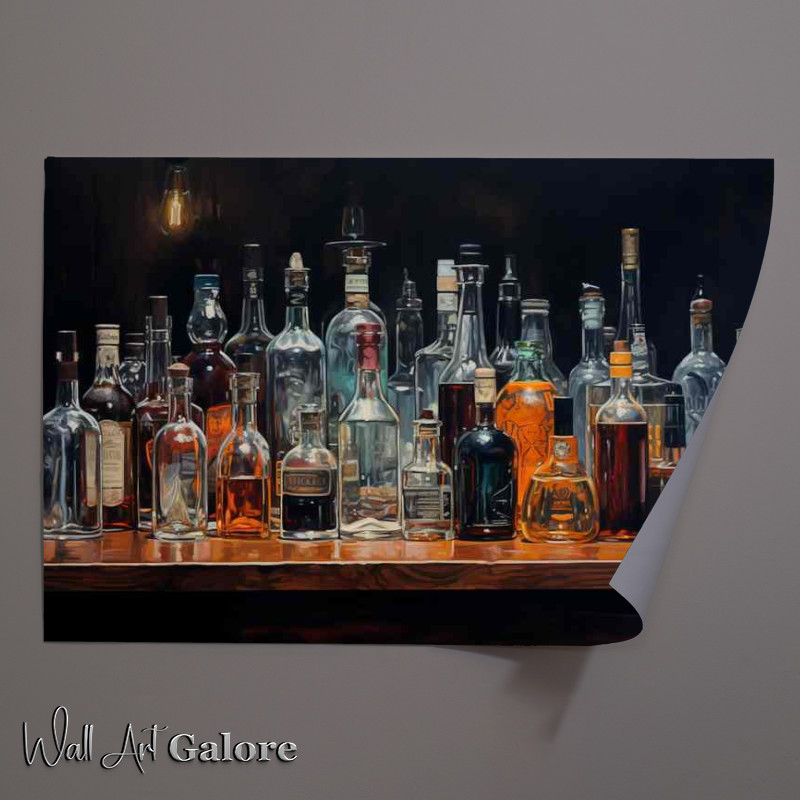 Buy Unframed Poster : (Silhouette Sips Liquor Displays Meets Dark Cocktail Art)