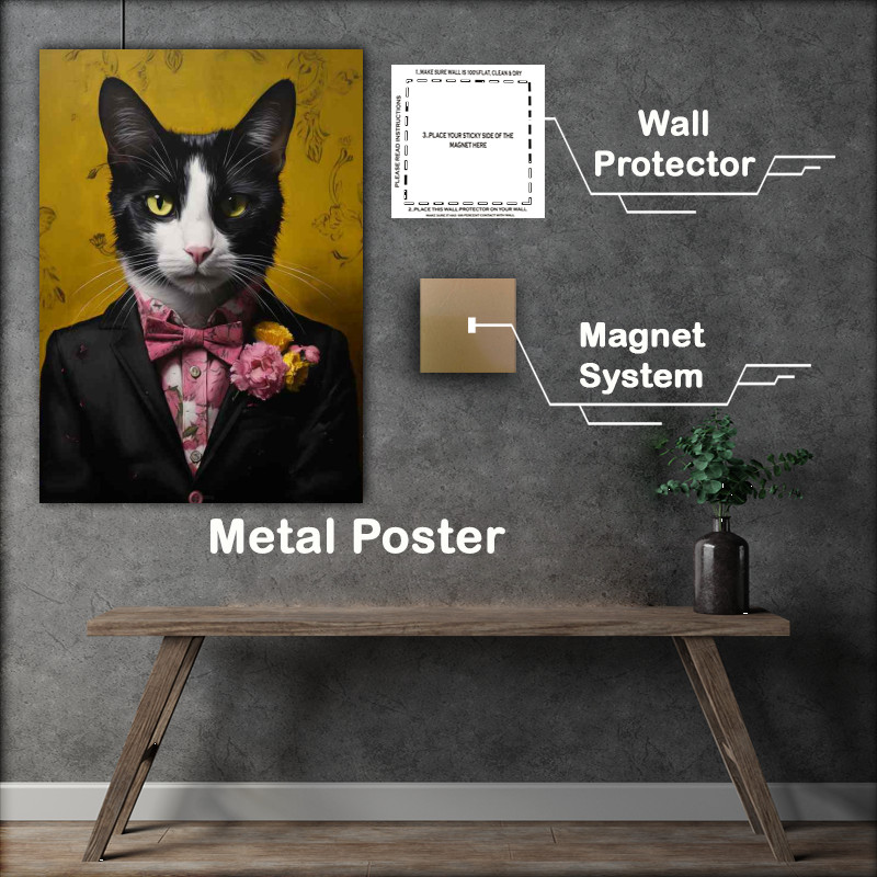 Buy Metal Poster : (Cats in Unexpected Roles wearing a suit)