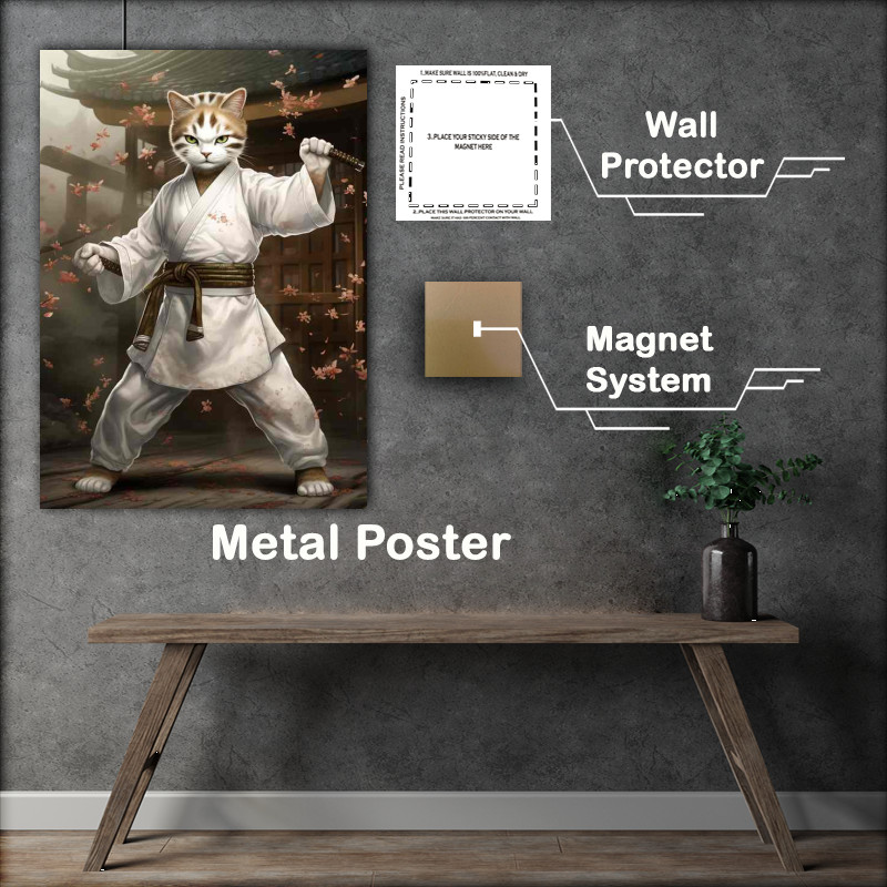 Buy Metal Poster : (Dojo Dwellers Cats Mastering Martial Arts Poses)