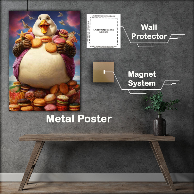Buy Metal Poster : (Full Feathered Humor Judgmental Fat Duck in Vivid Color)