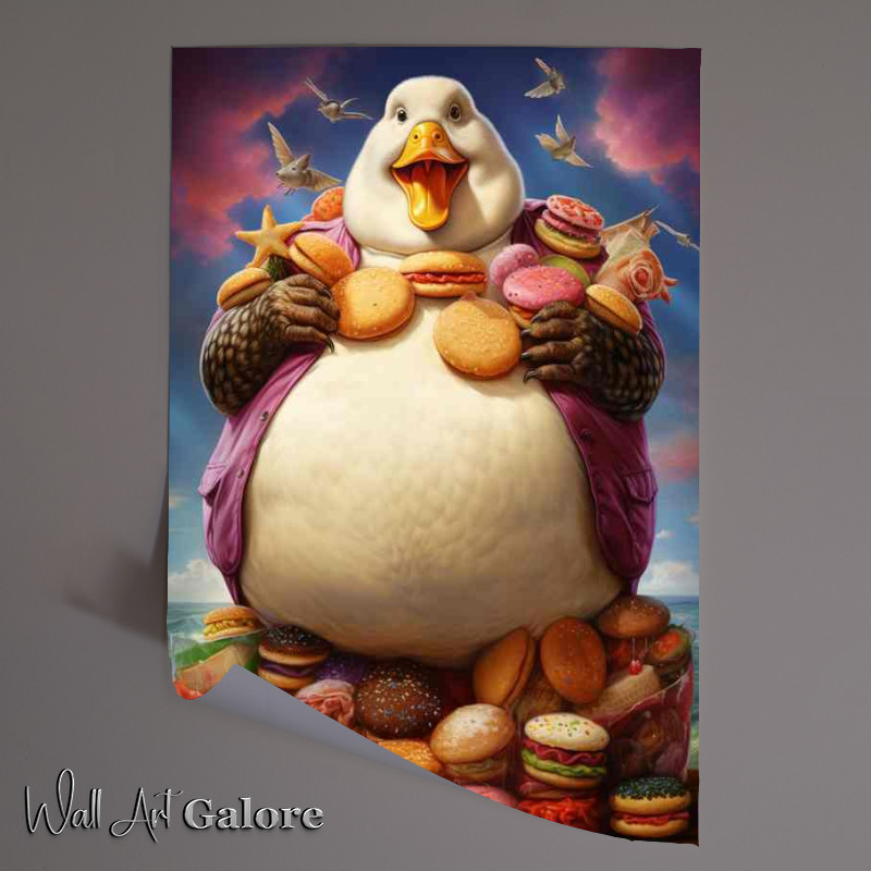 Buy Unframed Poster : (Full Feathered Humor Judgmental Fat Duck in Vivid Color)