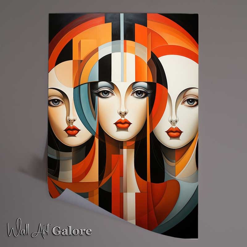 Buy Unframed Poster : (Vibrant Visions Abstract Faces as a Visual Symphony)