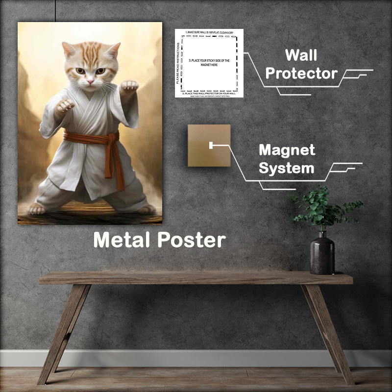 Buy Metal Poster : (Martial Mews Cats in Karate Attire Ready for Action)