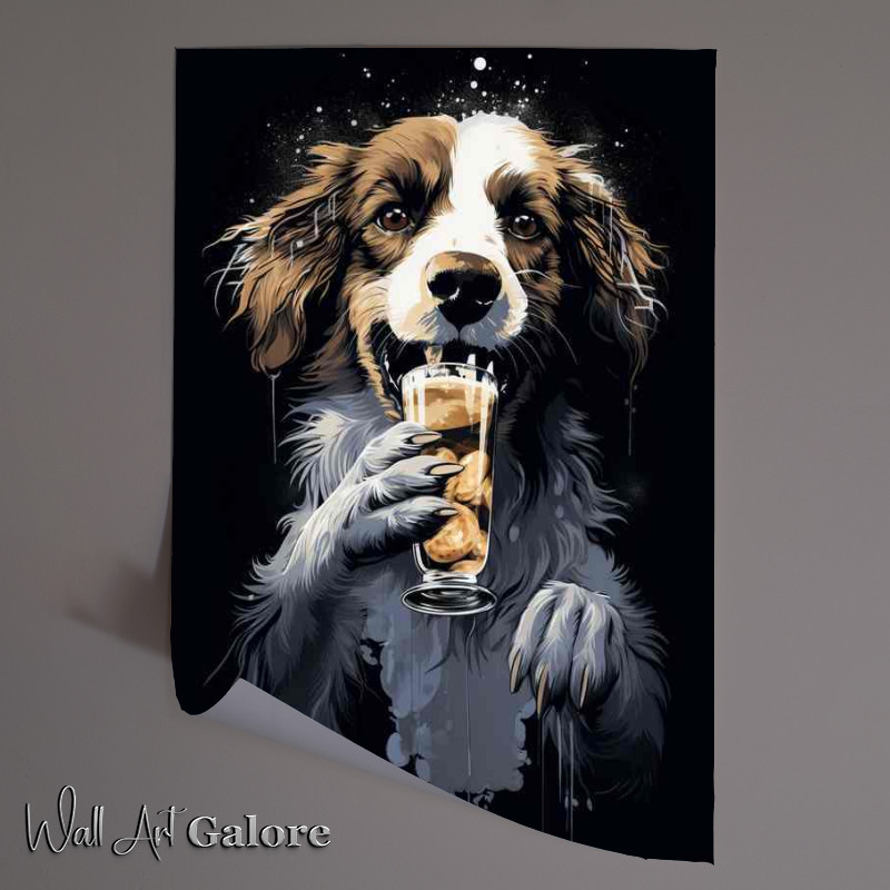 Buy Unframed Poster : (Paws & Pints Art of Dogs Relishing a Cold Brew)