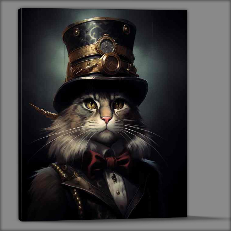 Buy Canvas : (Top Hat Tech Cats Navigating the Neon Streets)