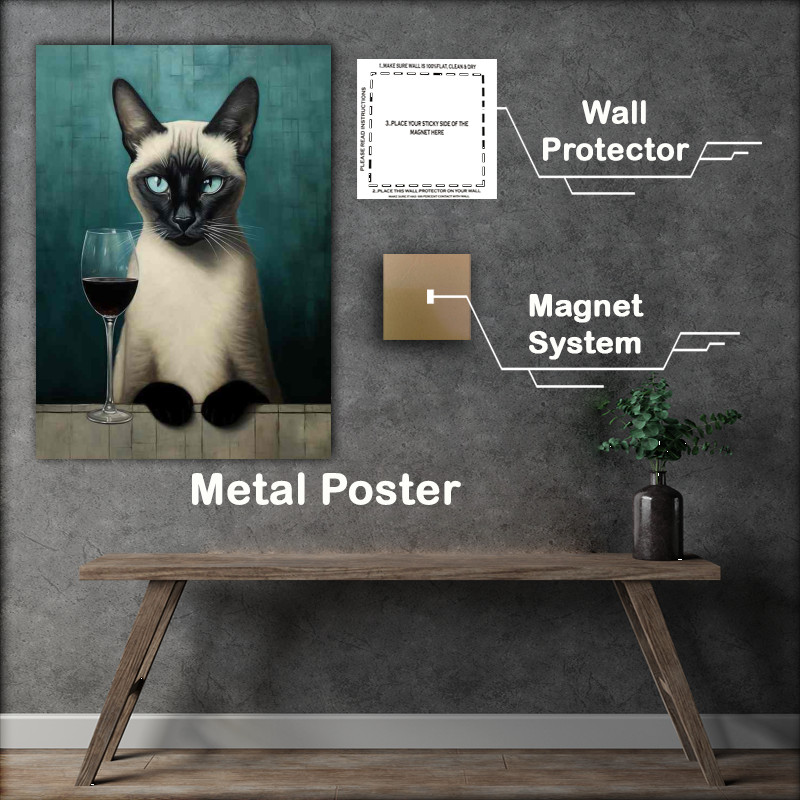 Buy Metal Poster : (Vino And Velvet Paws Cats Enjoying Fine Wine)
