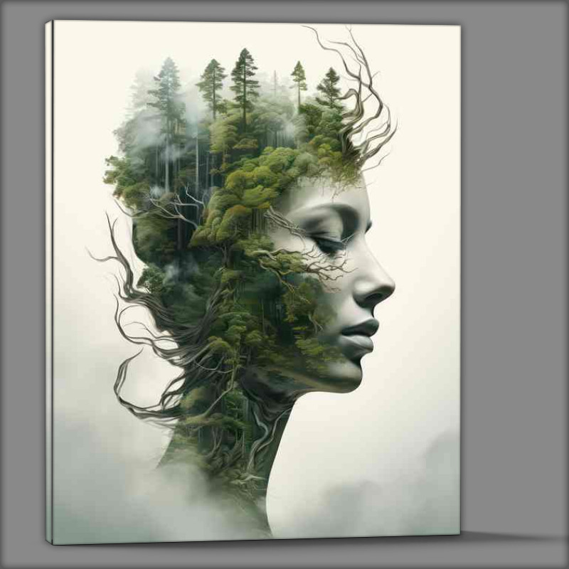 Buy Canvas : (Beautiful Forest Double Exposure amd a womans head)