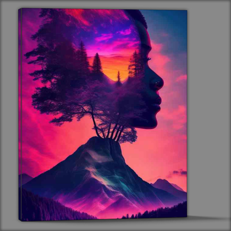 Buy Canvas : (Creative trees and mountains exposure in the background)