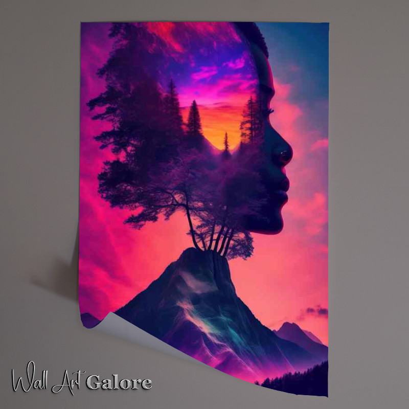 Buy Unframed Poster : (Creative trees and mountains exposure in the background)