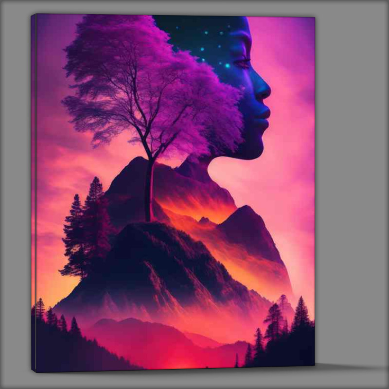 Buy Canvas : (Creative trees and mountains in the background)