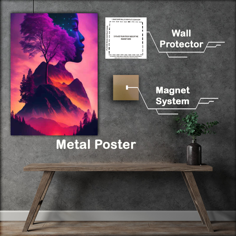Buy Metal Poster : (Creative trees and mountains in the background)