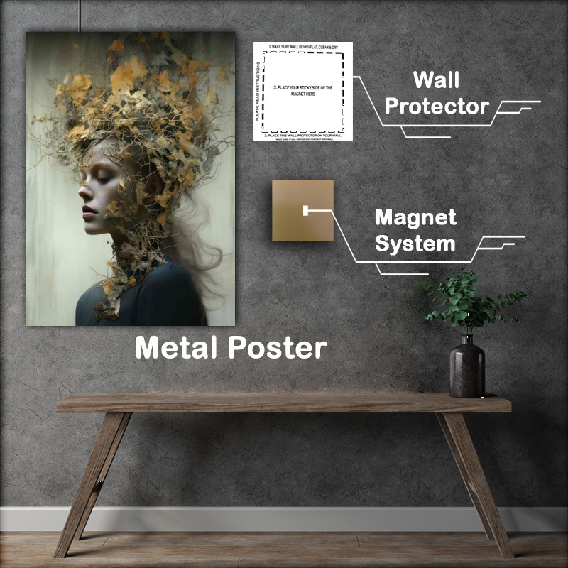 Buy Metal Poster : (Dual Dimensions Artistic Forest Landscape Fusion)