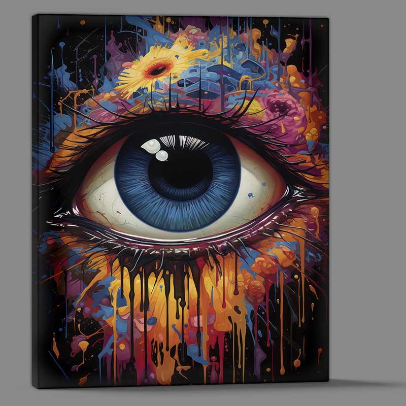 Buy Canvas : (Whimsical Color Explosion the eye of the face on the)