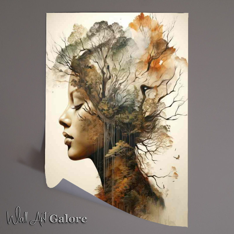 Buy Unframed Poster : (Dual Realms Revealed Womans Artistic Forest Double Imagery)