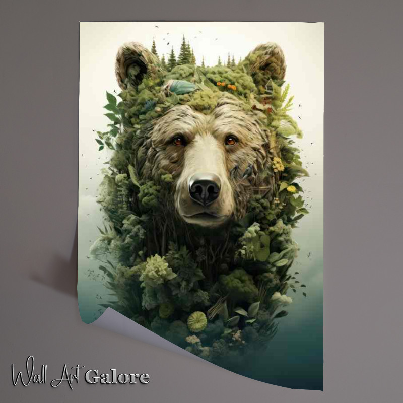 Buy Unframed Poster : (Elegant Wilderness Beautiful Forest Double Exposure of a bear)
