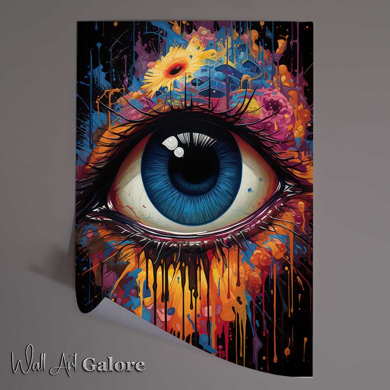 Buy Unframed Poster : (Whimsical Color Explosion the eye of the face on the)