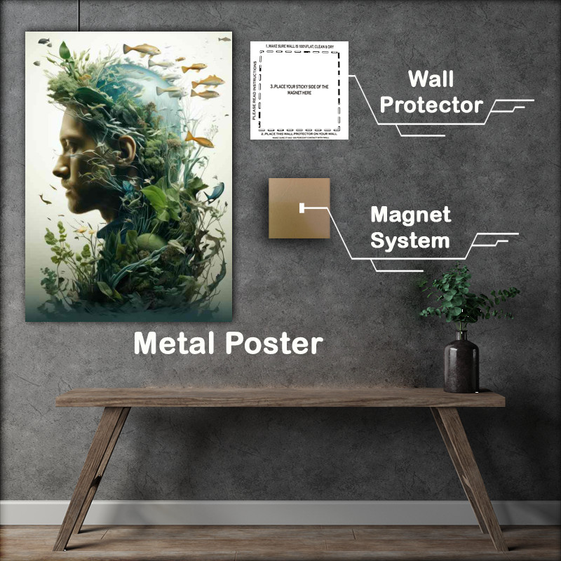 Buy Metal Poster : (Elegant Wilderness of a mans head anf the forest)