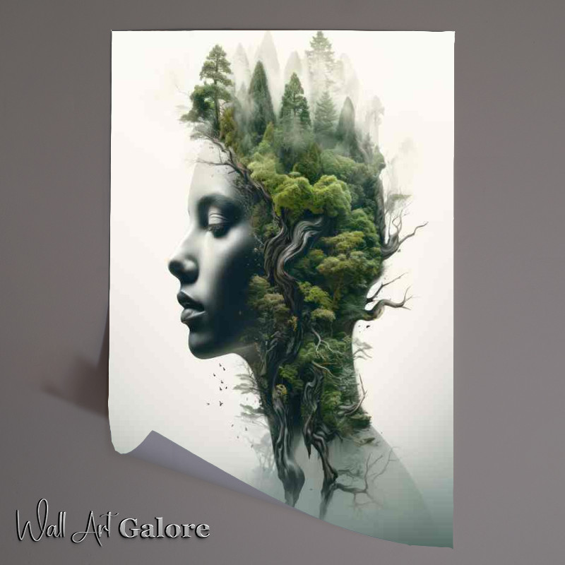 Buy Unframed Poster : (Enchanting Double Vision of the Forest and a woman)