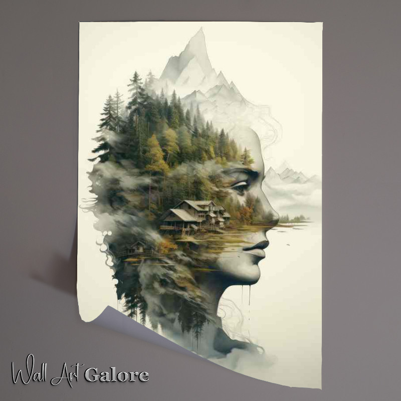 Buy Unframed Poster : (Enigmatic Elegance Double Exposure Forest Beauty)