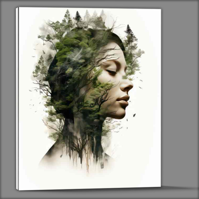 Buy Canvas : (Epic Echoes Majestic Dual Imagery of the Forest and a lady)