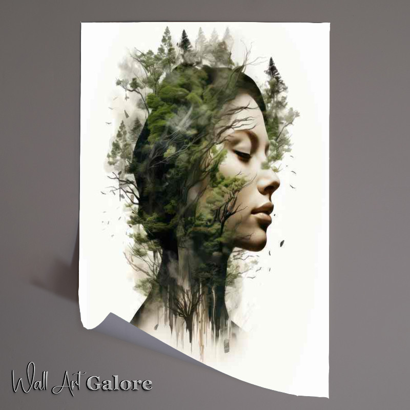 Buy Unframed Poster : (Epic Echoes Majestic Dual Imagery of the Forest and a lady)
