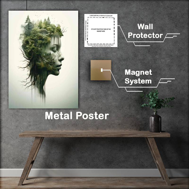 Buy Metal Poster : (Ethereal Beauty Graceful Double Exposure Forest)