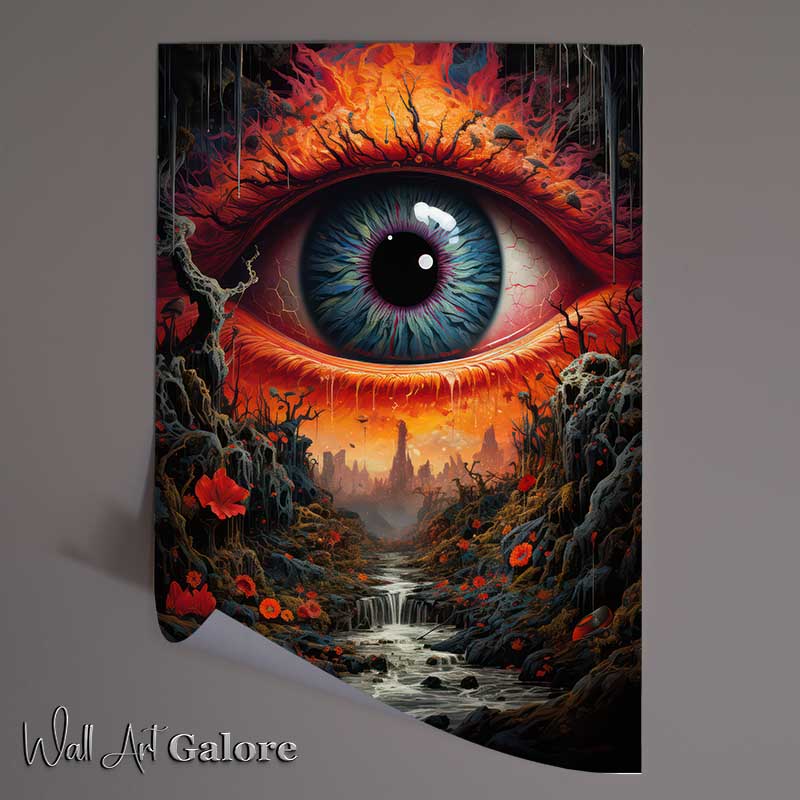 Buy Unframed Poster : (Whimsical Color Explosion the eye of the face on the earth)