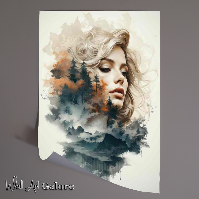 Buy Unframed Poster : (Layered Wilderness Captivating Double Exposure Womans Head)
