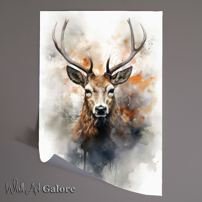 Buy Unframed Poster : (Mystical Deer Merging Dramatic Double Exposure Wilderness)