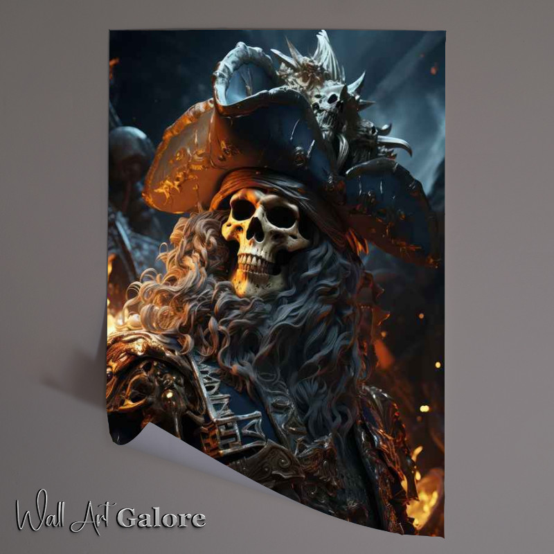 Buy Unframed Poster : (The old pirate skull sails down the ocean)