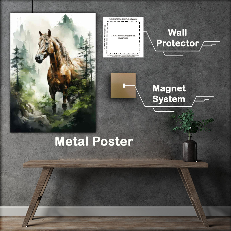 Buy Metal Poster : (Mystical Meld Enchanting Horse Exposure Wilderness)