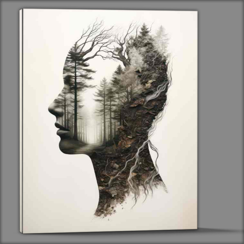 Buy Canvas : (Natures Duality Dramatic Double Exposure Mans Head Artistry)