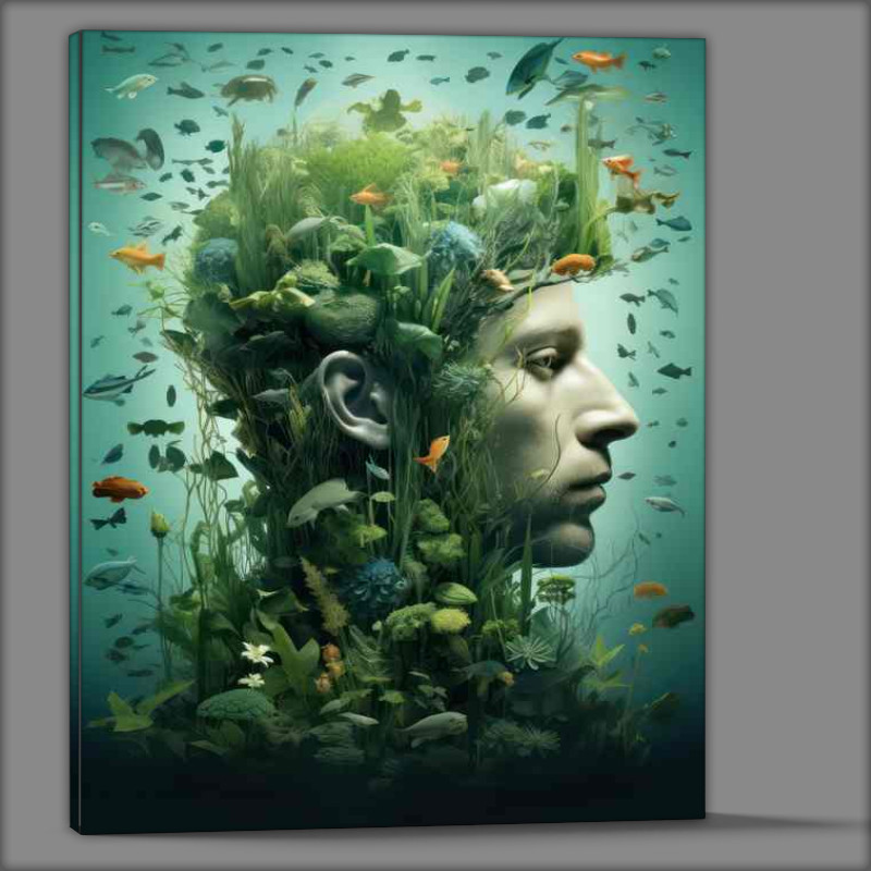 Buy Canvas : (Natures Duality of a man and the fish)