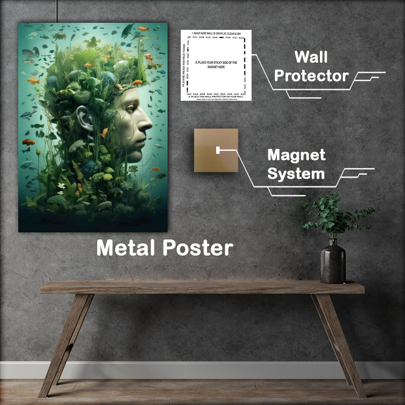 Buy Metal Poster : (Natures Duality of a man and the fish)