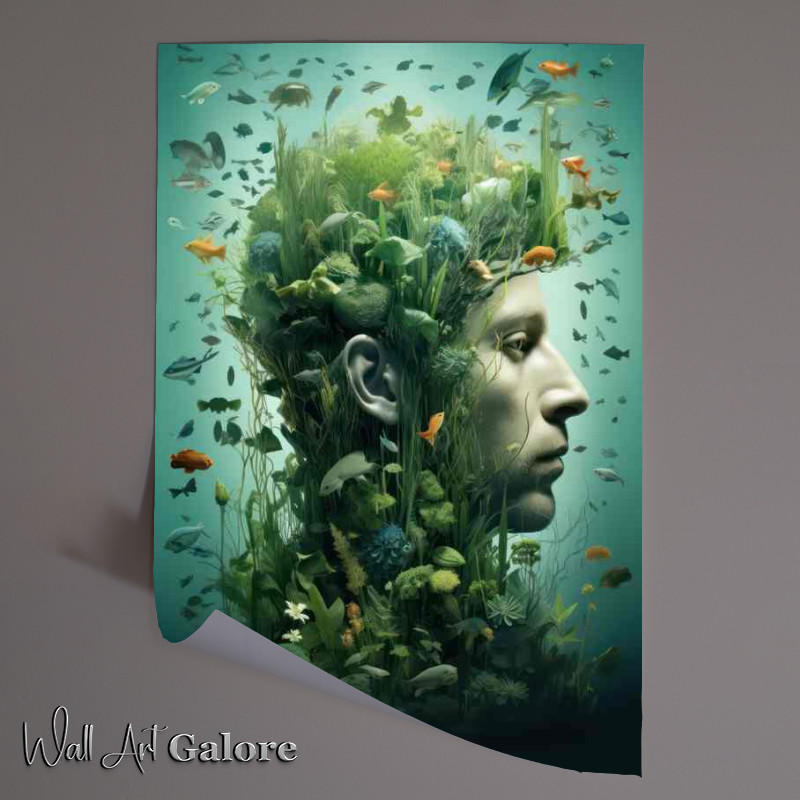 Buy Unframed Poster : (Natures Duality of a man and the fish)