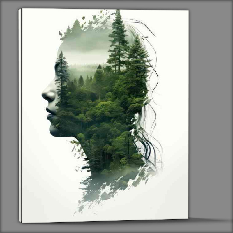 Buy Canvas : (Natures Narrative Double Exposure Womans Head)