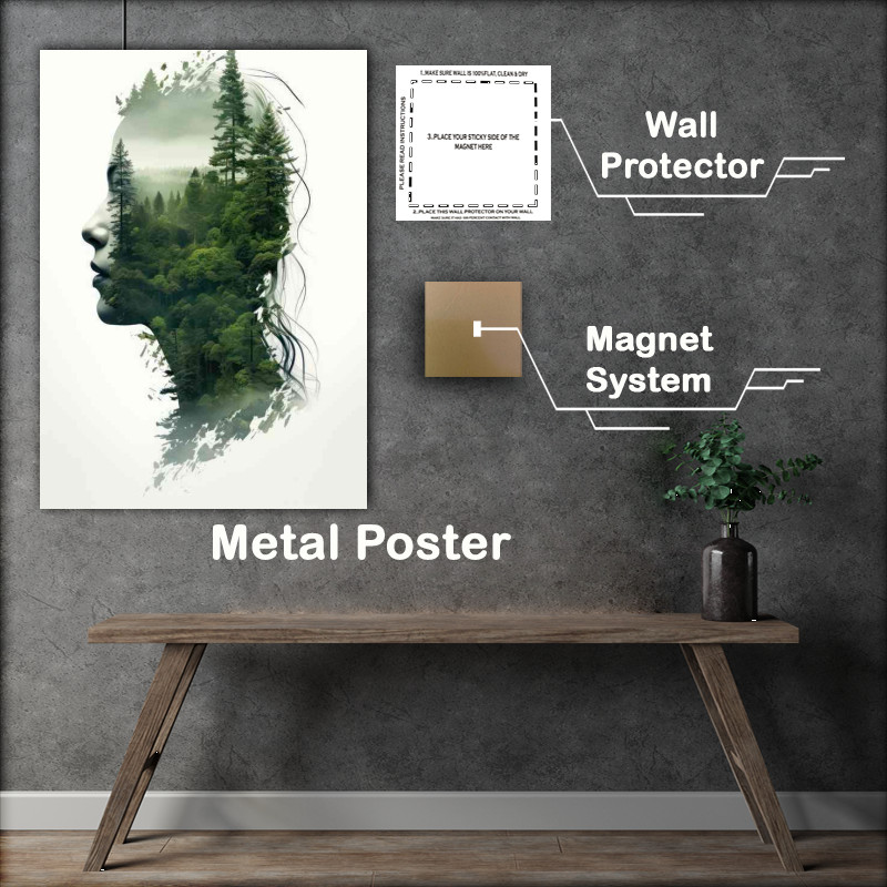 Buy Metal Poster : (Natures Narrative Double Exposure Womans Head)